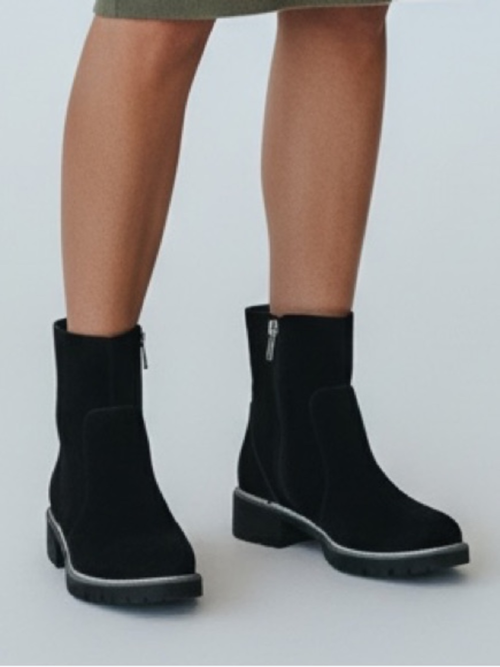 Seven7 Faux Black Suede Ankle Boots with Side Zip